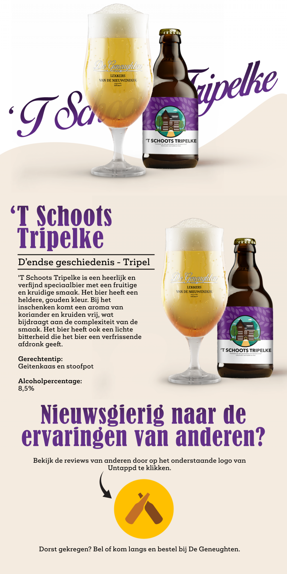 Schoots tripelke bier De Geneughten